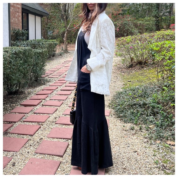 07 Boho wide leg cotton Gauze Jumpsuit with pockets and adjustable straps - Picture 5 of 6